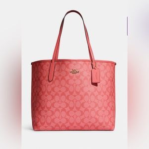 Coach Signature City Canvas Tote Candy Pink